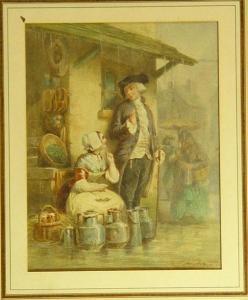 MIDY Theophile Adolphe 1821,Scène de marché sous la pluie,Siboni FR 2020-09-27