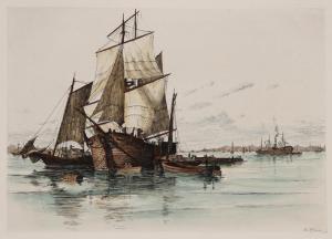 MIELATZ Charles Frederick 1864-1919,Ships in New York Harbor,1889,Ro Gallery US 2023-07-01