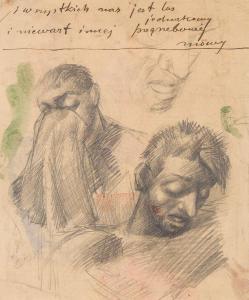 MIERZEJEWSKI Jacek 1884-1925,Sketch of heads to "Pogrzeb",1918,Desa Unicum PL 2020-12-01