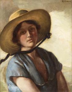 MIETHER MELVILL Antonia,Portrait of a young woman wearing a hat,John Moran Auctioneers 2017-01-24