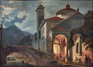 MIGLIARA Giovanni 1785-1837,Figures at the Entrance to a Church,Palais Dorotheum AT 2019-02-19