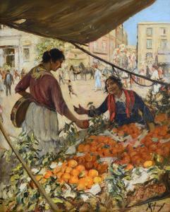 MIGLIARO Vincenzo 1858-1938,Donne al mercato,Galleria Pananti Casa d'Aste IT 2024-02-16