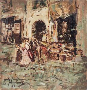 MIGLIARO Vincenzo 1858-1938,Mercato a Napoli,Blindarte IT 2024-04-10