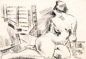 MIKLóS Dániel Kornél 1923-2002,Leaning nude,1962,Nagyhazi galeria HU 2021-11-28
