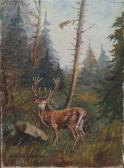 MIKLITSH H 1900-1900,A stag in a forest,1949,Mallams GB 2011-03-09