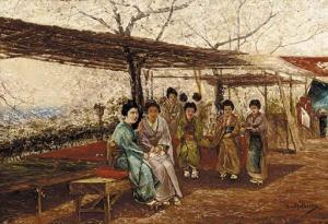 MIKUNI M I,ladies seated at leisure in the shade beneath a ba,Christie's GB 2001-11-22