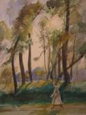 MILASCHEVSKI Vladimir A,Woman Walking along a Line of Trees,1924,Swann Galleries 2005-01-13