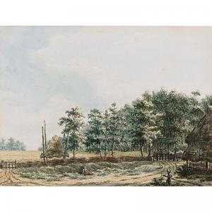 MILATZ Franciscus Andreas,landscape with peasants near a farm, a cornfield a,Sotheby's 2002-11-05