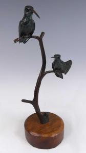 MILES Frank 1946,two hummingbirds perched on a tree branch,1994,Lacy Scott & Knight GB 2023-03-17