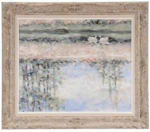 MILES Matthew 1927,Swan Pair on a Pond,Brunk Auctions US 2015-11-06