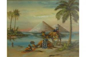 MILESON A.E,Middle Eastern camel and pyramid scenes,Eastbourne GB 2015-07-09