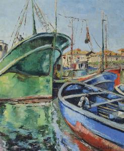 MILIADIS Stelios 1881-1965,Fishing boats in the port of Syros,Christie's GB 2013-02-20