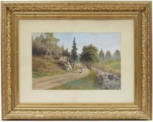 MILLAR Johnny 1855-1939,Flicka på landsväg,Uppsala Auction SE 2016-01-19