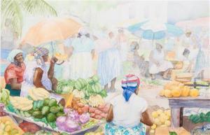 MILLER A 1827,Market Scene, St. Maartens,1990,Hindman US 2014-12-05