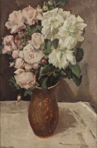 MILLER DIFLO Otto 1878-1949,Blumenstrauß (Rosen und Dahlien),Kastern DE 2019-09-21