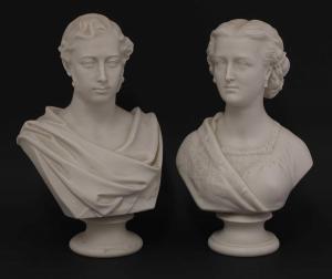 MILLER Felix Martin 1820-1880,busts, of Crown Prince Edward and Princess Alexand,Sworders 2020-07-21