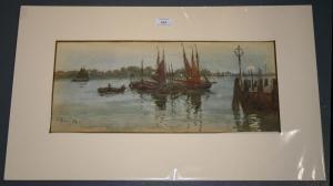 MILLER Frank L 1900-1900,Nocturnal View with Thames Barges,Tooveys Auction GB 2013-07-10