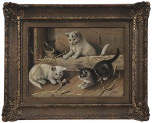 MILLER Franklin H 1843-1911,Kittens Playing,Brunk Auctions US 2013-11-15