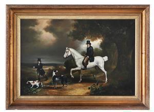 MILLER George,Huntsman on Horseback with Groom and Dogs,20th Century,New Orleans Auction 2022-10-08