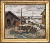 MILLER HANS ALEXANDER 1900,Boats in a harbor,Eldred's US 2014-07-17