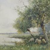 MILLER J.R 1880-1912,sheep by a lake,Burstow and Hewett GB 2019-11-13