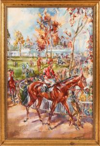 MILLER Jack Lawrence,In the Paddock, Longchamp,20th century,Dawson's Auctioneers 2021-12-16