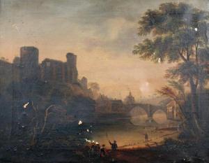 MILLER James,View of Barnard Castle with Fisherfolk in the Foreground,1847,Cheffins GB 2009-06-03