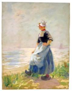 MILLER Oscar 1867-1921,Dutch Girl on Shoreline,1909,Winter Associates US 2022-03-14