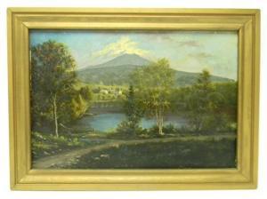 MILLER Rod E 1800-1900,Landscape depicting central pond,1896,Winter Associates US 2015-11-02