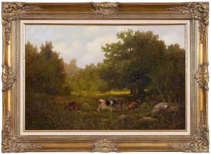 MILLER William Ongley 1883,Cows in a Rocky Clearing,Brunk Auctions US 2023-07-15