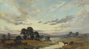 MILLER William Ongley 1883,Sunset and rising mist on the Cheshire plain,1943,Eastbourne 2020-11-27