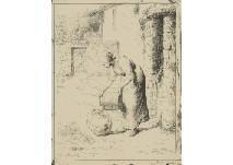 MILLET Aimé 1819-1891,Femme vidant un seau,1862,Mainichi Auction JP 2021-01-15