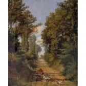 MILLET Eugène Henri 1800-1800,Waldlandschaft mit Treiber und Jagdhunden.,Dobiaschofsky CH 2015-05-06