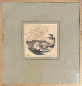MILLET Francisque I 1642-1679,Paysage en tondo,Osenat FR 2023-06-24