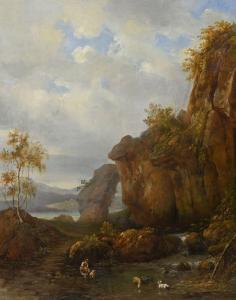 MILLET Francisque II 1666-1723,Paysage animé aux rochers,Daguerre FR 2024-02-02