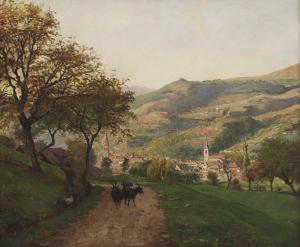 MILLET Francois 1851-1917,A mountain village with goats in the foreground,Sworders GB 2022-09-27
