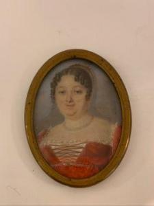 MILLET Frederic 1786-1859,Femme en robe rouge lacée avec un collier de per,Baron Ribeyre & Associés 2021-12-16