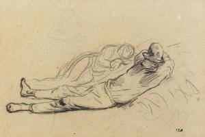 MILLET Jean Francois,FRENCH STUDY OF A MAN AND WOMAN ASLEEP ON A HAYSTA,Sotheby's 2016-11-22