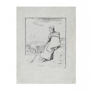 MILLET Jean Francois 1814-1875,La Grande Bergère Assise,1863,Cornette de Saint Cyr FR 2024-04-16