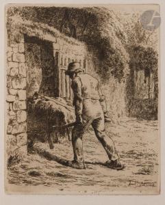 MILLET Jean Francois 1814-1875,Le Paysan rentrant du fumier,1855,Ader FR 2024-04-03