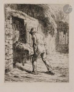 MILLET Jean Francois 1814-1875,Le Paysan rentrant du fumier,1855,Ader FR 2024-04-03