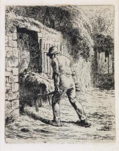 MILLET Jean Francois 1814-1875,Le Paysan rentrant du Fumier,1855,Swann Galleries US 2015-09-24