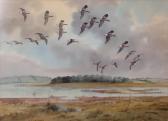 MILLIKEN Robert William 1920-2014,Geese in flight over an estuary,Keys GB 2019-02-08