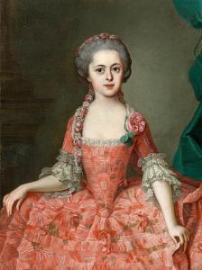MILLITZ Johann Michael 1725-1779,Bildnis einer jungen Dame in rotem Kle,1764,im Kinsky Auktionshaus 2017-02-28