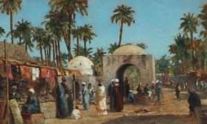 MILLS Edward 1876-1918,A bazaar from Assouan, Egypt,Bruun Rasmussen DK 2017-02-27