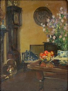 MILLS Reginald,still life interior with flowers and a bowl of fru,Ewbank Auctions 2020-03-19