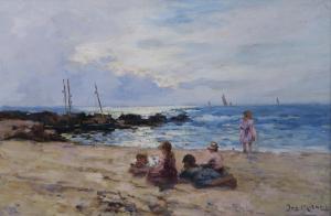 MILNE Joseph 1857-1911,CHILDREN RELAXING ON THE SAND AND IN THE SHALLOWS,Great Western GB 2022-12-09
