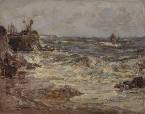 MILNE William Watt 1873-1951,Rough Seas on the Aberdeen Coast,Gilding's GB 2022-07-05