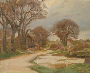 MILNER Donald Ewart 1898-1993,A wooded stream with houses,Neales GB 2007-02-19