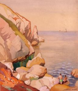 MILNER Joseph 1888,Men bathing off a rocky coastlin,20th Century,Bellmans Fine Art Auctioneers 2018-02-14